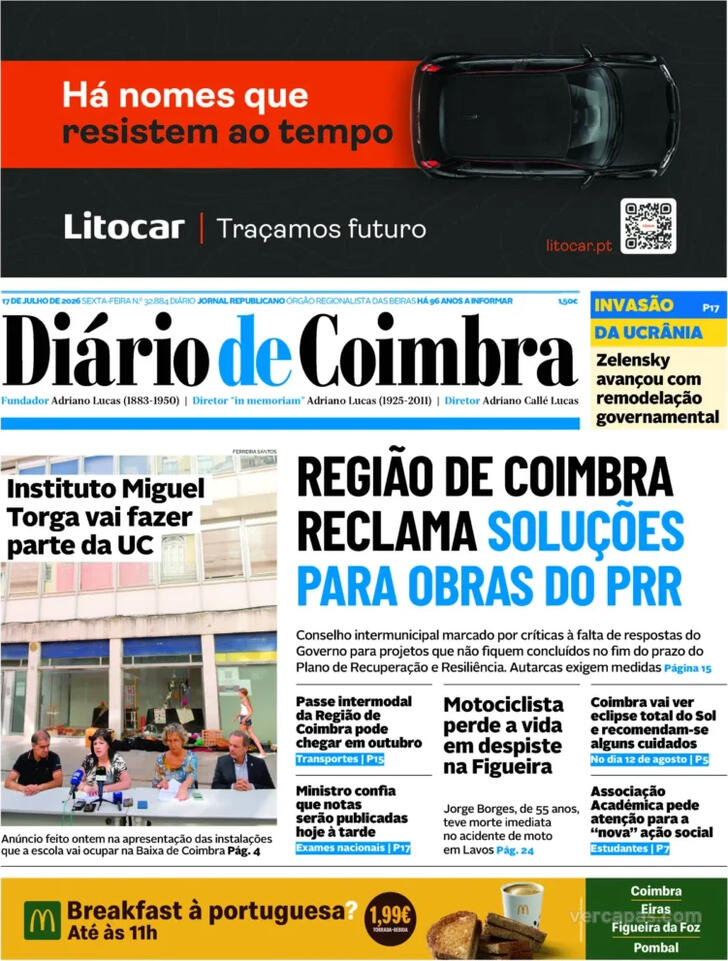 Capa Di�rio de Coimbra - 2026-07-17