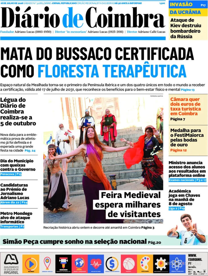 Capa Di�rio de Coimbra - 2026-07-18