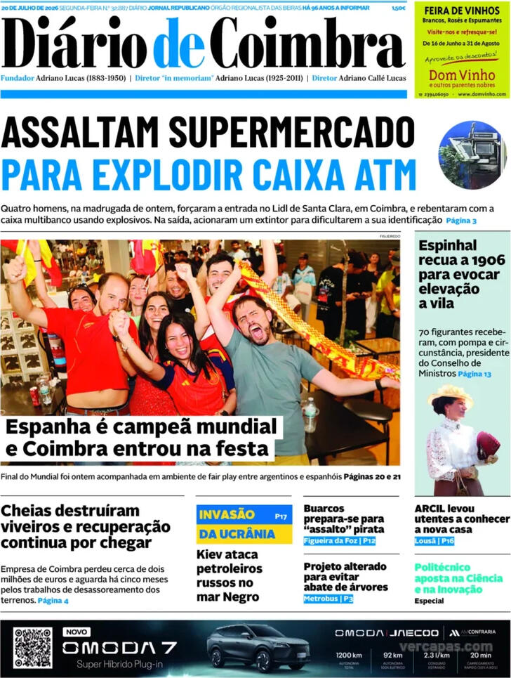 Capa Di�rio de Coimbra - 2026-07-20
