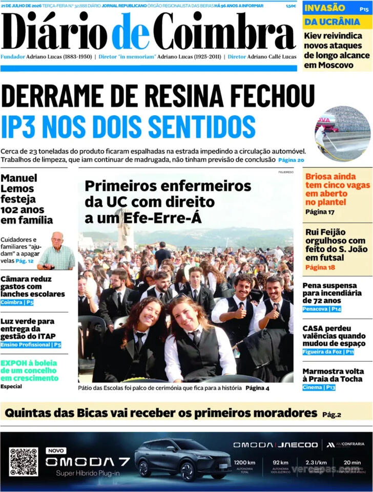 Capa Di�rio de Coimbra - 2026-07-21