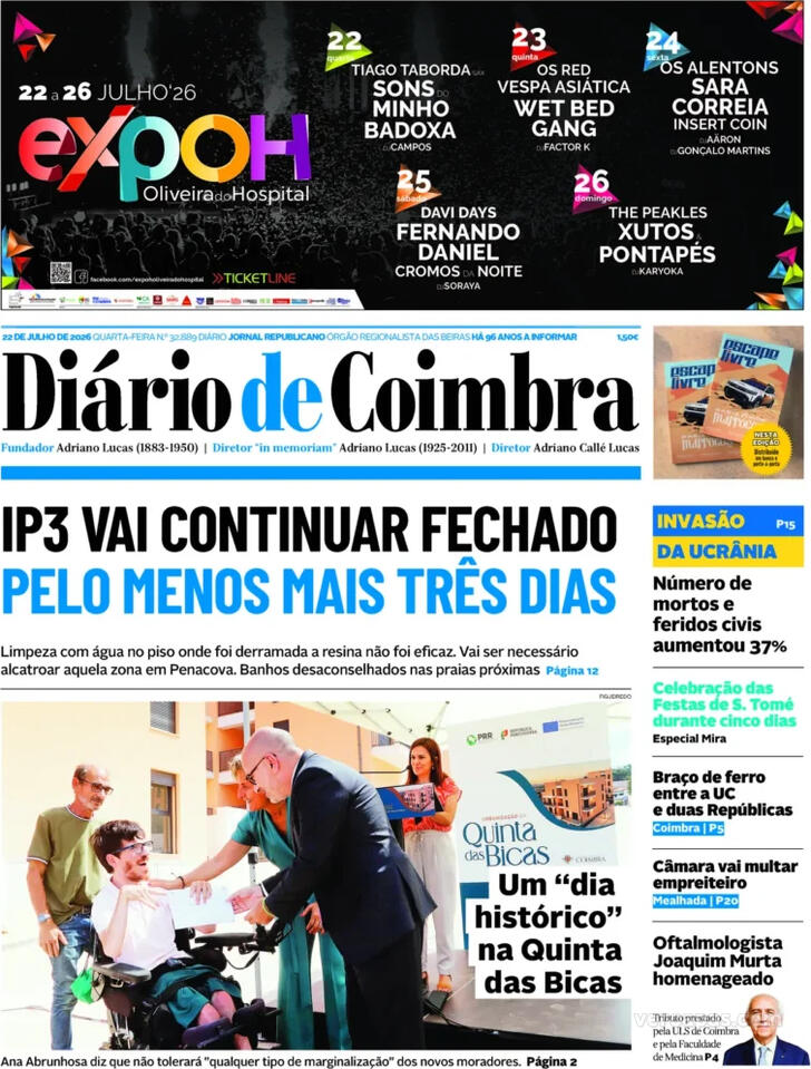 Capa Di�rio de Coimbra - 2026-07-22