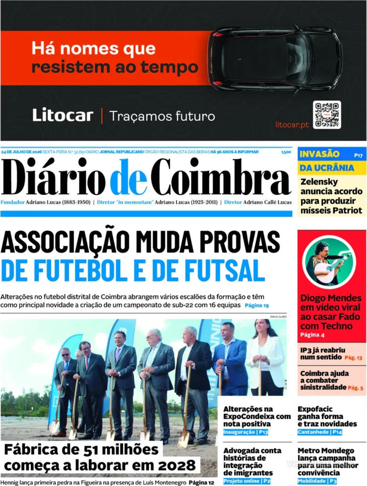 Capa Di�rio de Coimbra - 2026-07-24