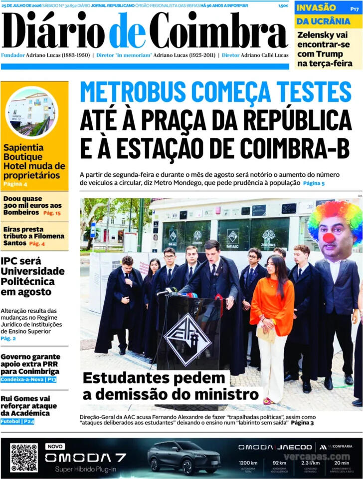 Capa Di�rio de Coimbra - 2026-07-25