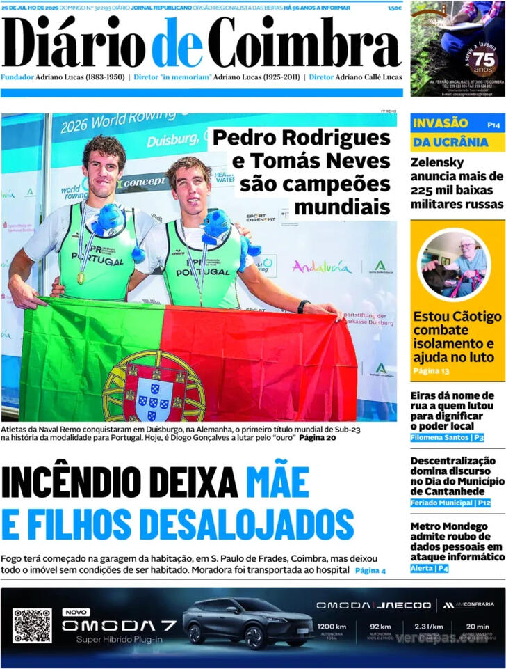 Capa Di�rio de Coimbra - 2026-07-26