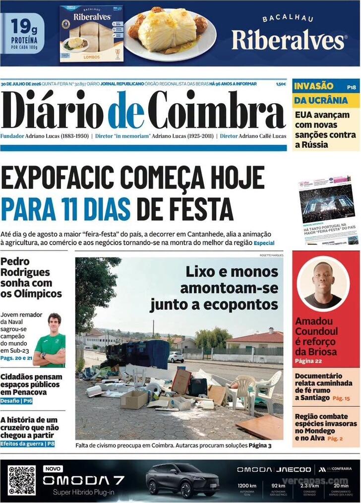 Capa Di�rio de Coimbra - 2026-07-30