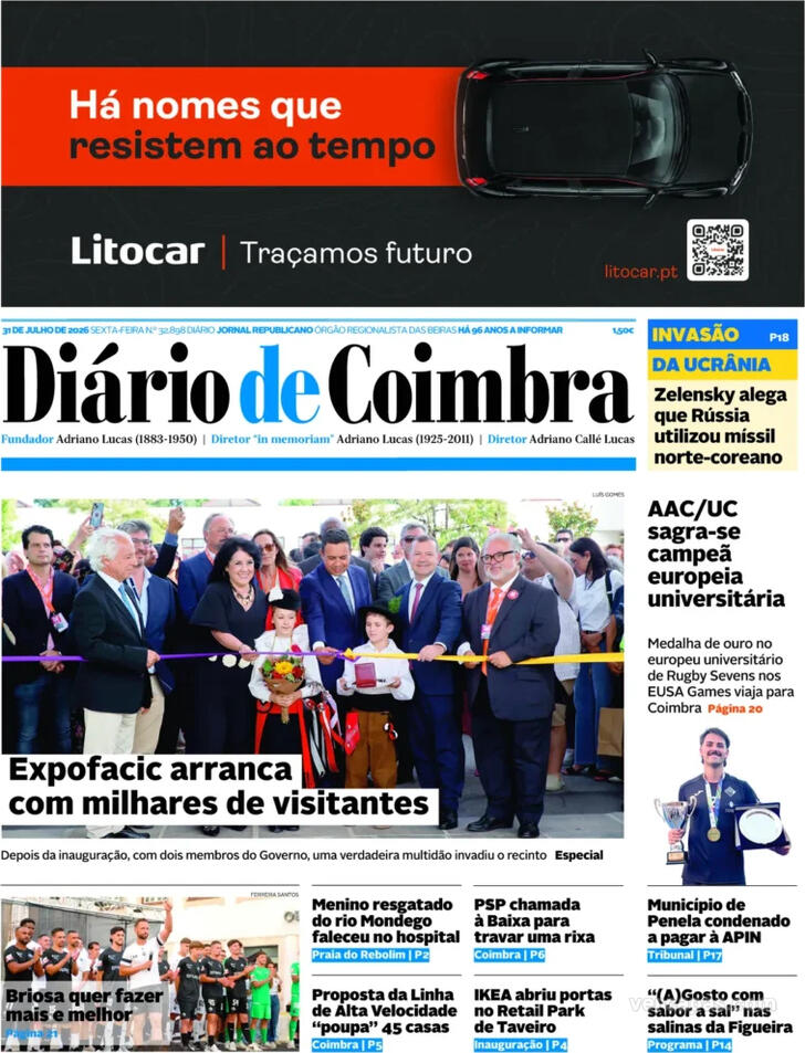 Capa Di�rio de Coimbra - 2026-07-31