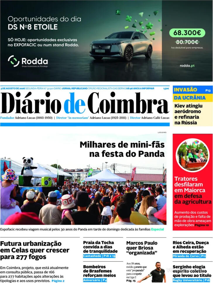 Capa Di�rio de Coimbra - 2026-08-03