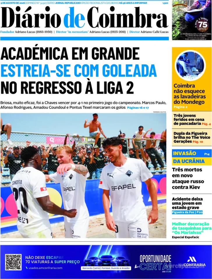 Capa Di�rio de Coimbra - 2026-08-10