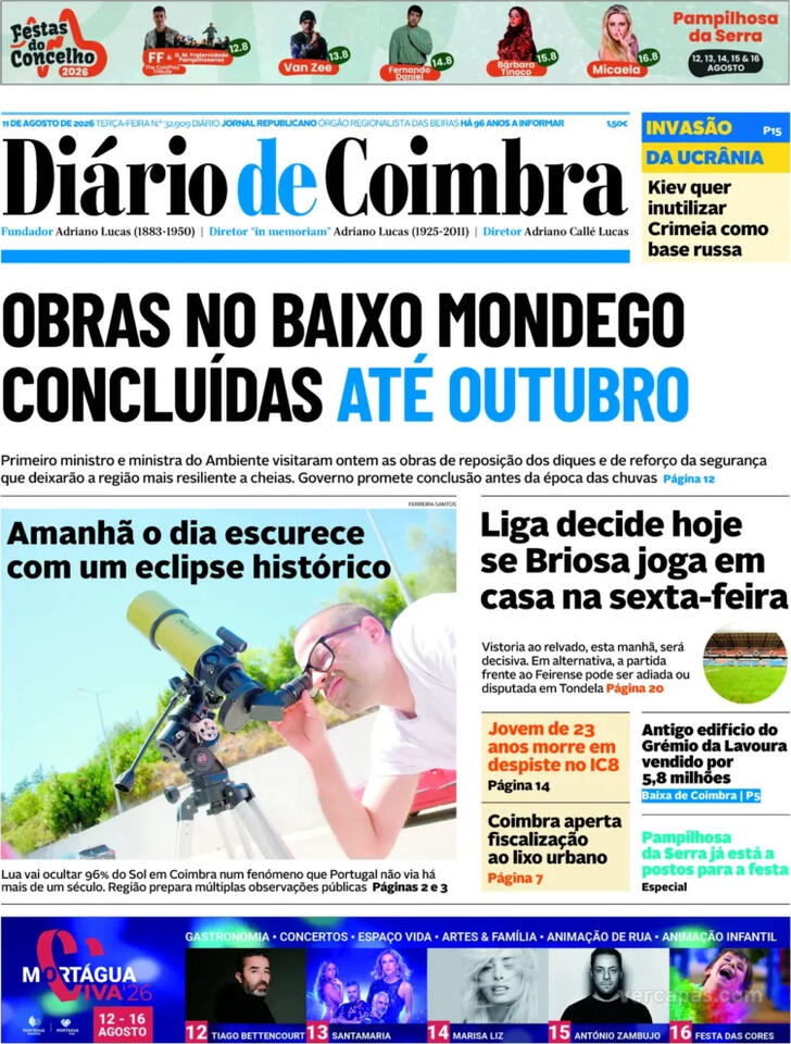 Capa Di�rio de Coimbra - 2026-08-11