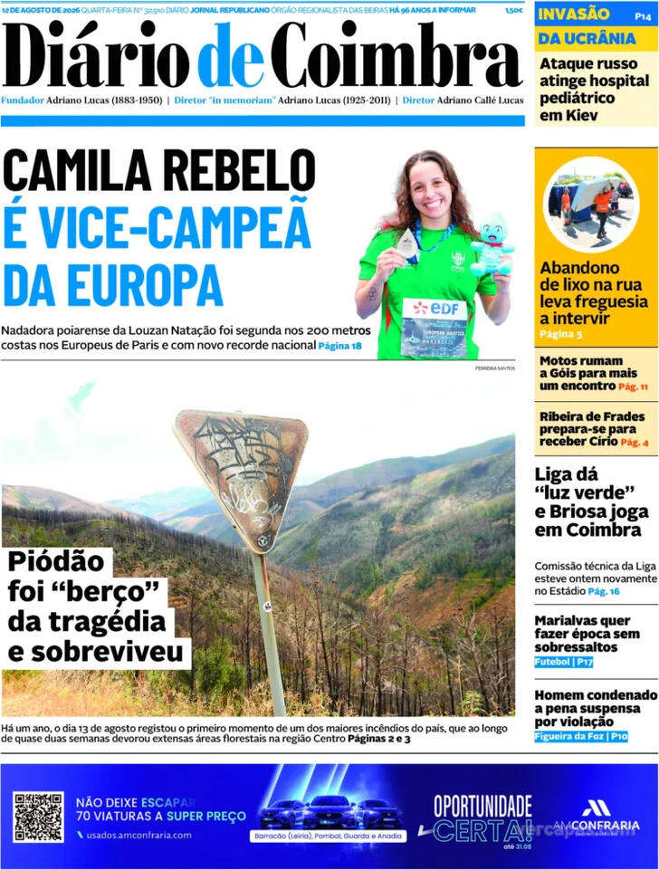 Capa Di�rio de Coimbra - 2026-08-12