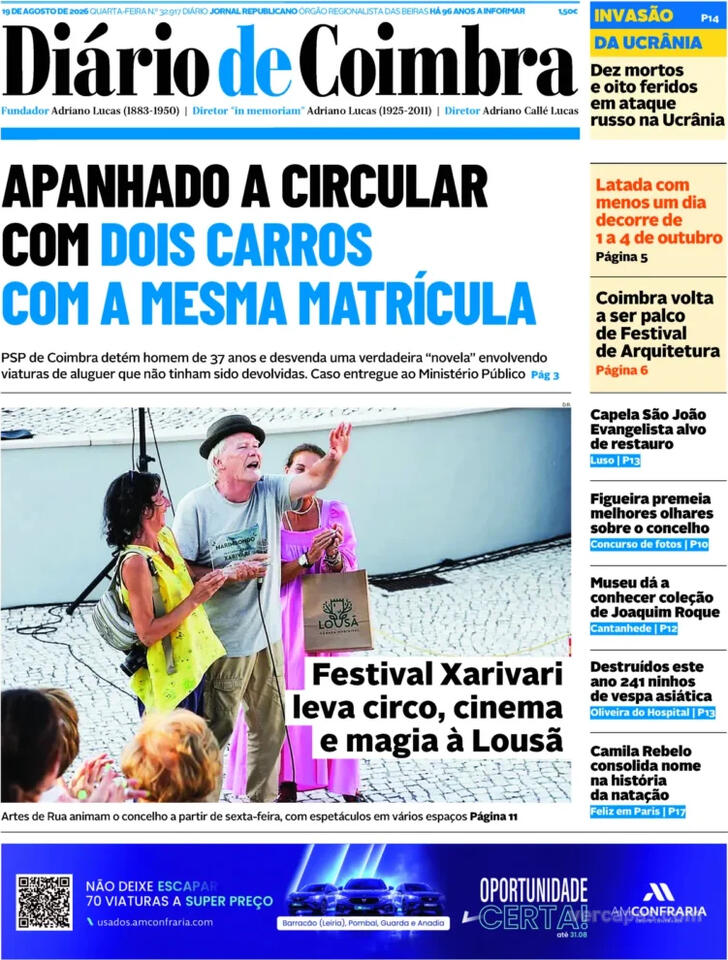 Capa Di�rio de Coimbra - 2026-08-19