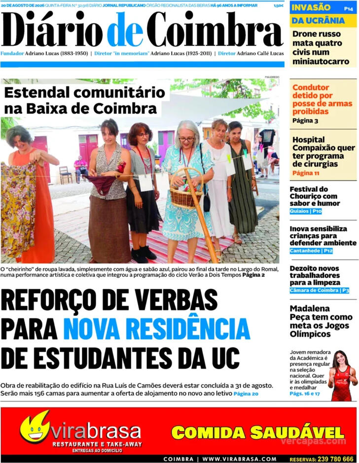 Capa Di�rio de Coimbra - 2026-08-20