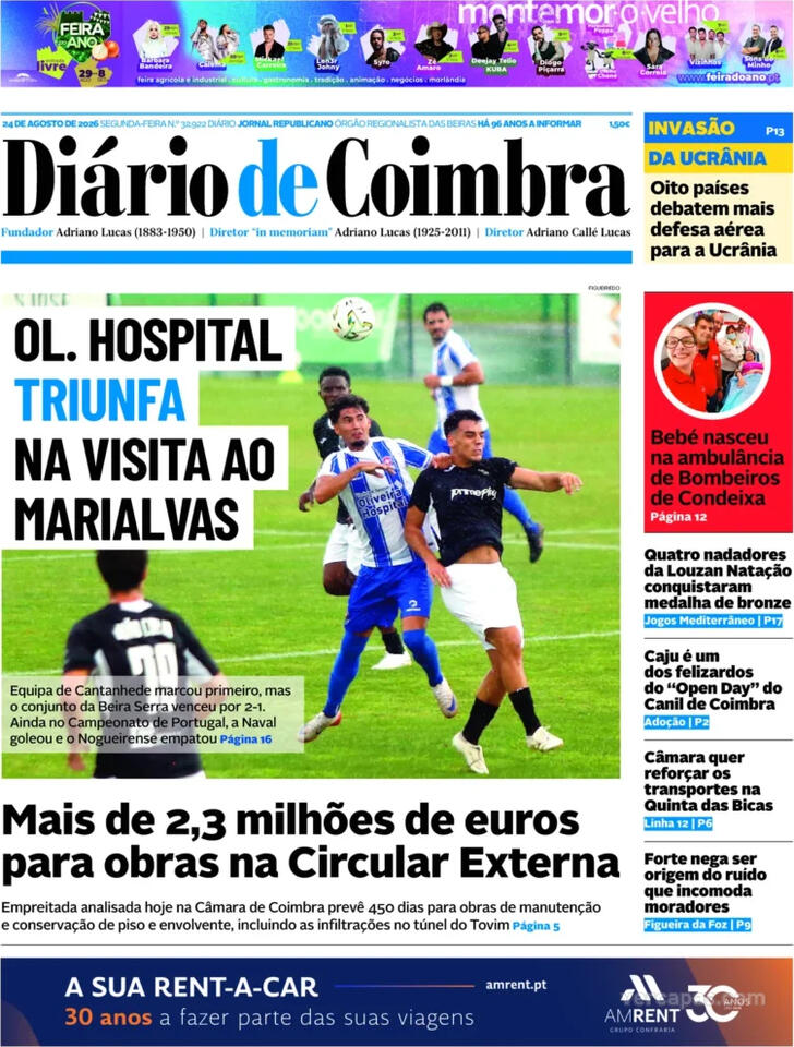 Capa Di�rio de Coimbra - 2026-08-24