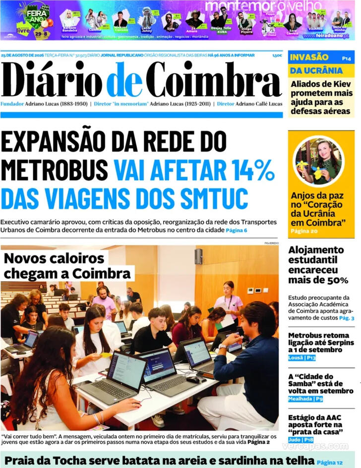 Capa Di�rio de Coimbra - 2026-08-25