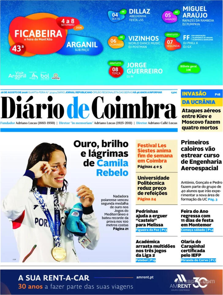 Capa Di�rio de Coimbra - 2026-08-26