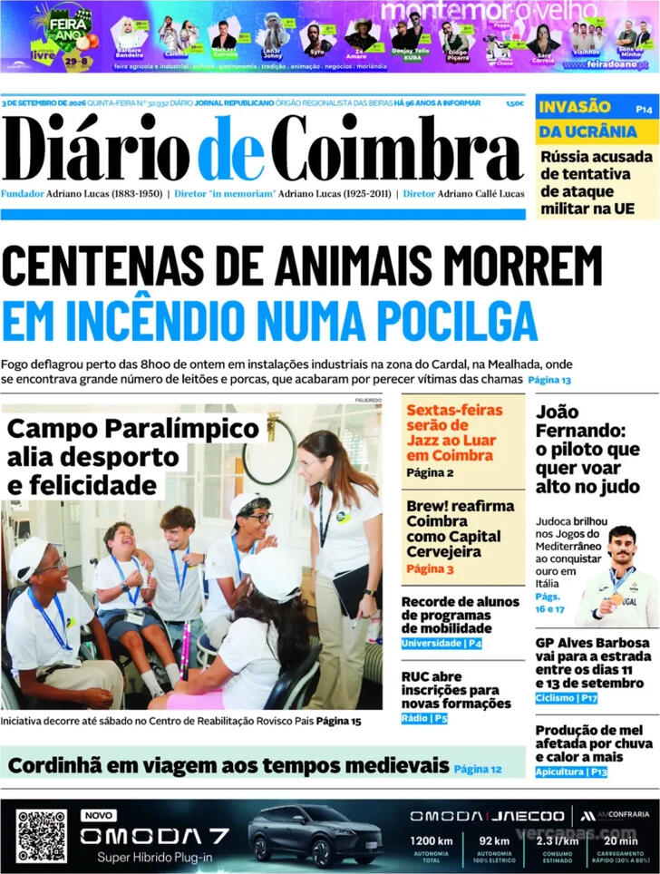 Capa Di�rio de Coimbra - 2026-09-03