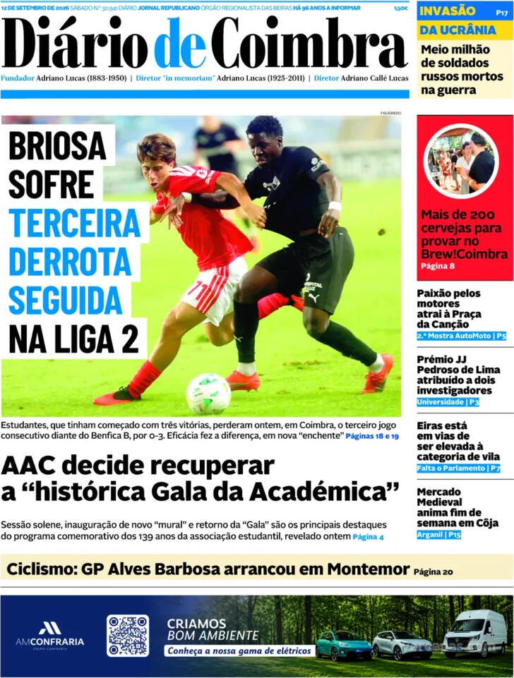 Capa Di�rio de Coimbra - 2026-09-12