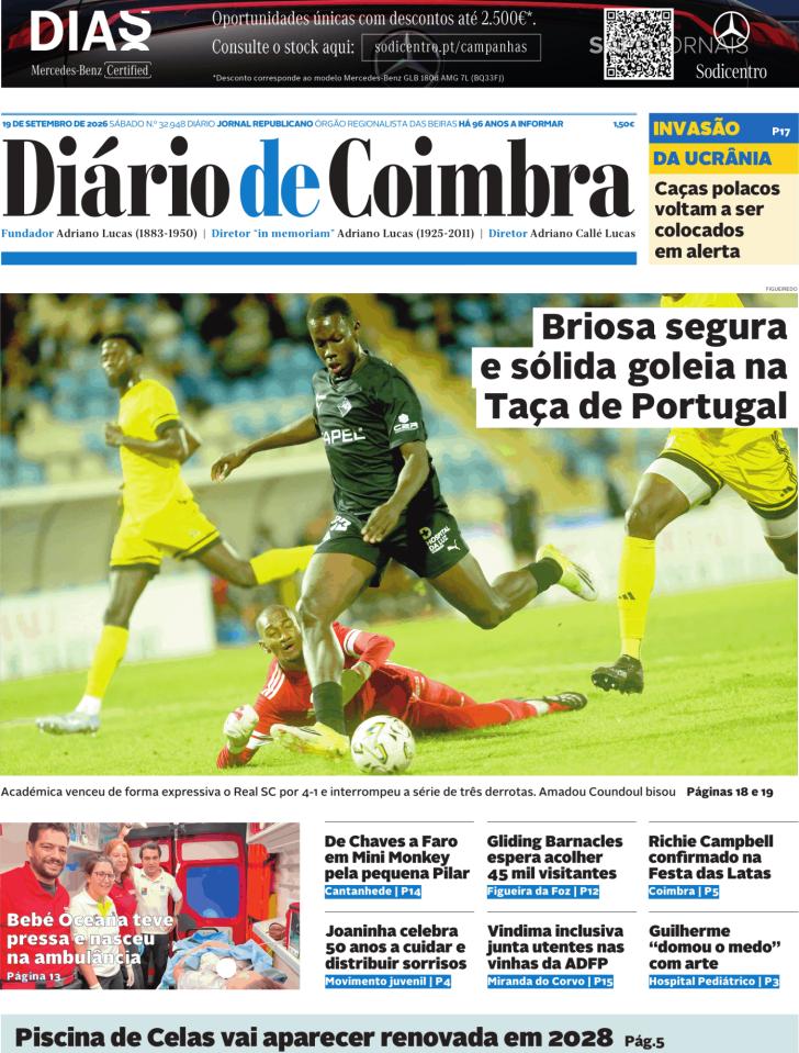 Capa Di�rio de Coimbra - 2026-09-19