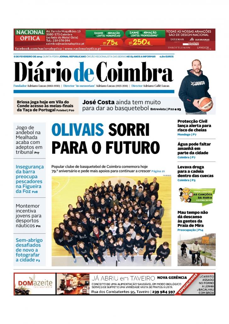 Capa Dirio de Coimbra - 2014-02-06