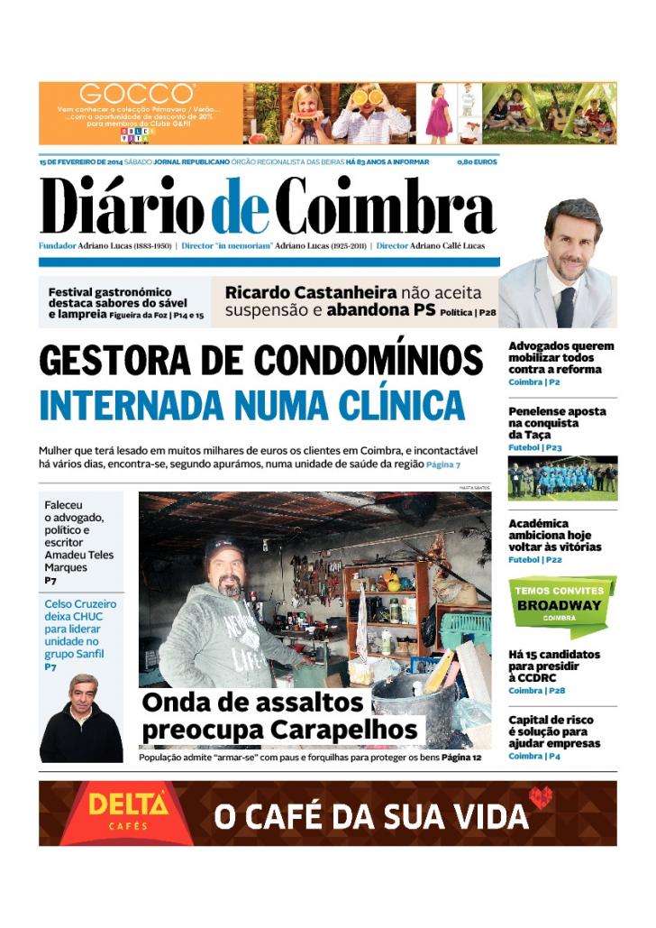 Capa Dirio de Coimbra - 2014-02-15