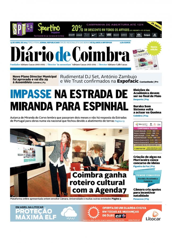 Capa Dirio de Coimbra - 2014-04-15