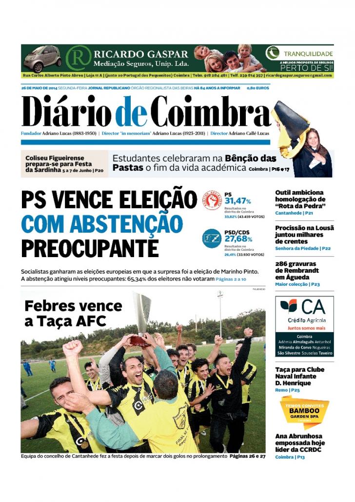Capa Dirio de Coimbra - 2014-05-26