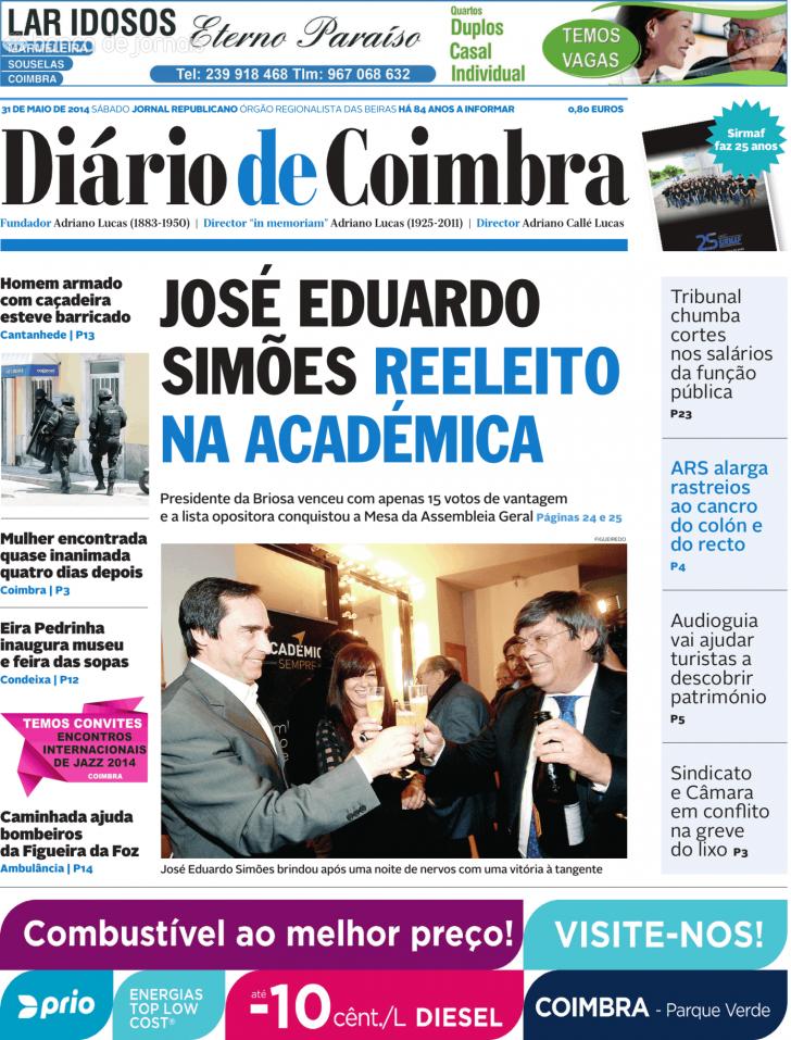 Capa Dirio de Coimbra - 2014-05-31