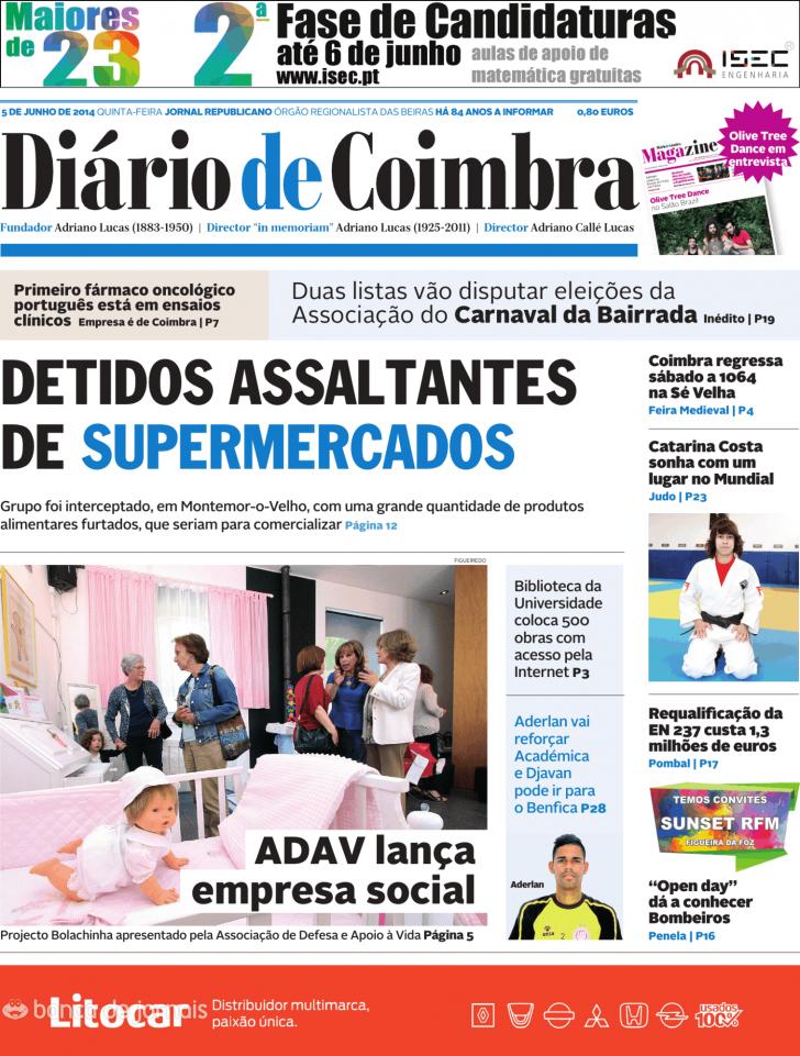 Capa Dirio de Coimbra - 2014-06-05