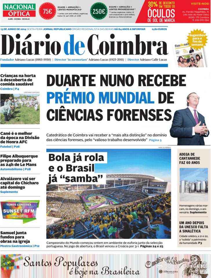 Capa Dirio de Coimbra - 2014-06-13