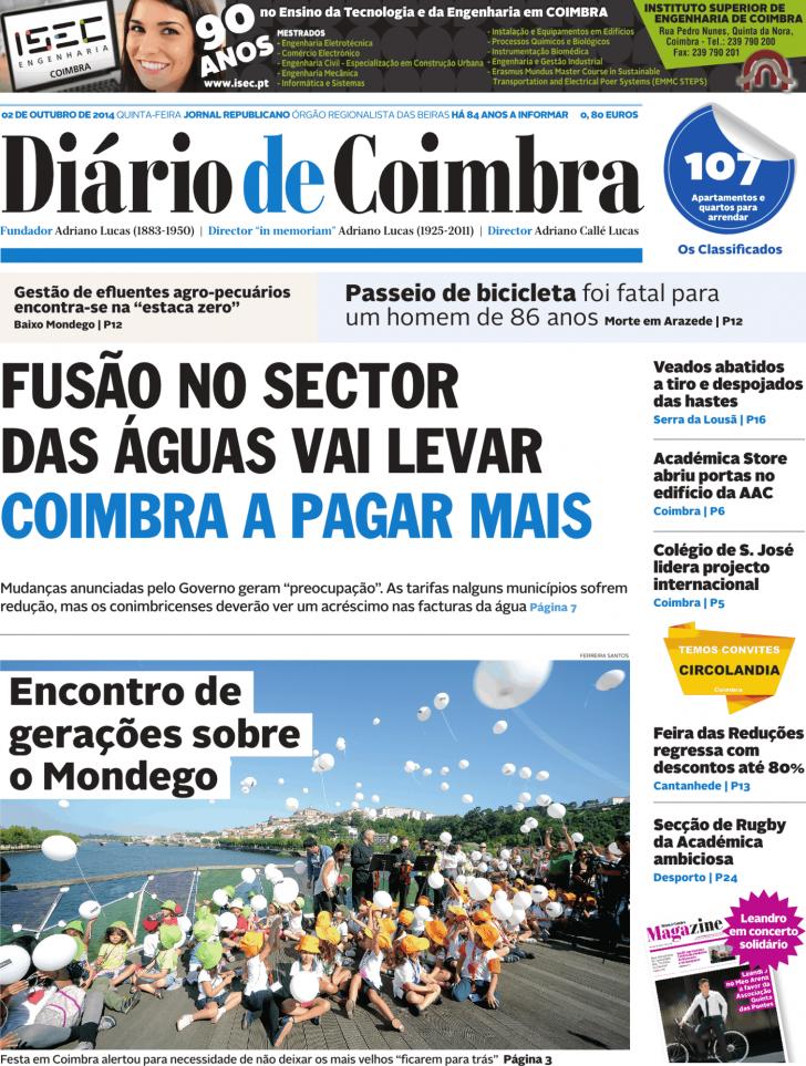 Capa Dirio de Coimbra - 2014-10-02