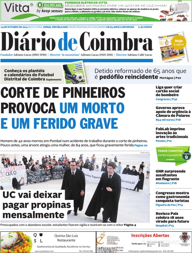 Capa Dirio de Coimbra - 2014-10-24