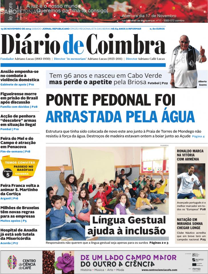 Capa Dirio de Coimbra - 2014-11-15