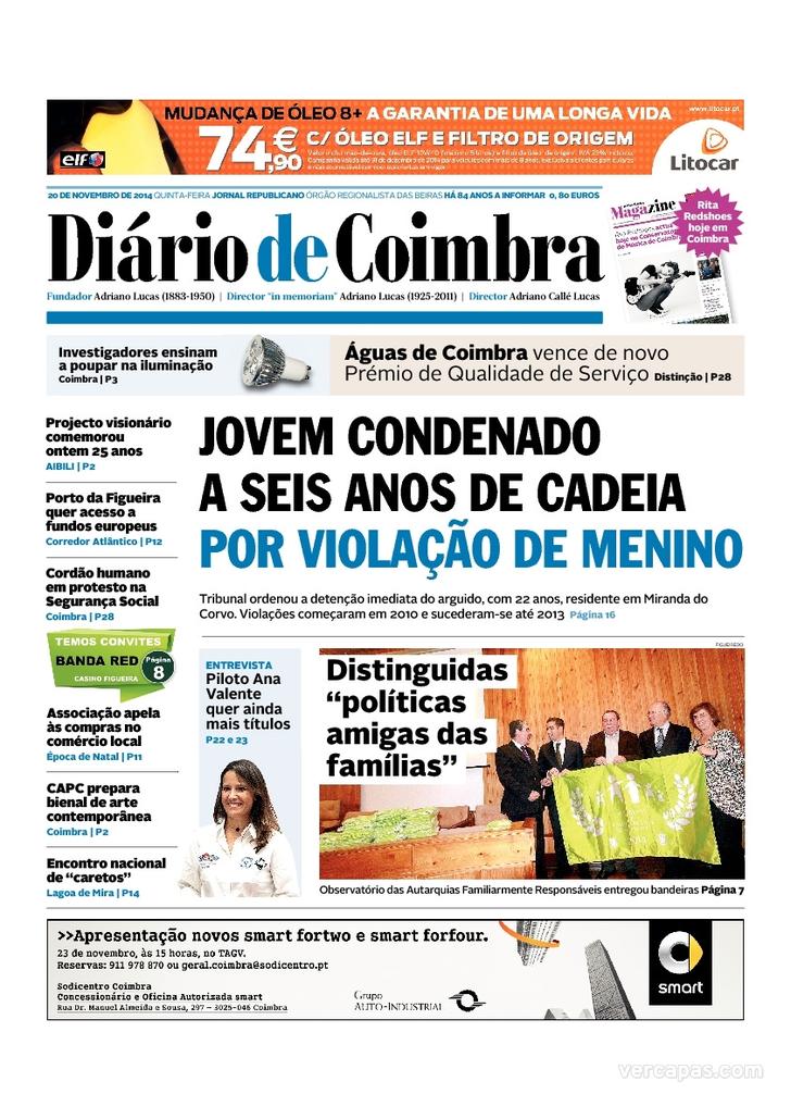 Capa Dirio de Coimbra - 2014-11-20