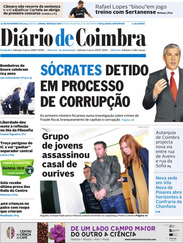 Capa Dirio de Coimbra - 2014-11-22
