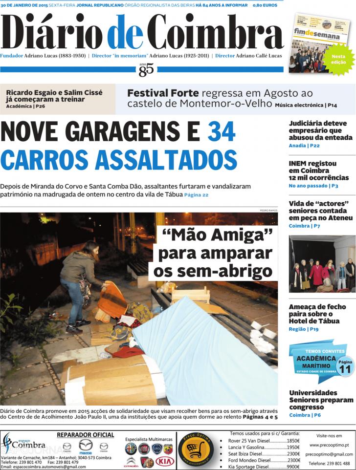 Capa Dirio de Coimbra - 2015-01-30
