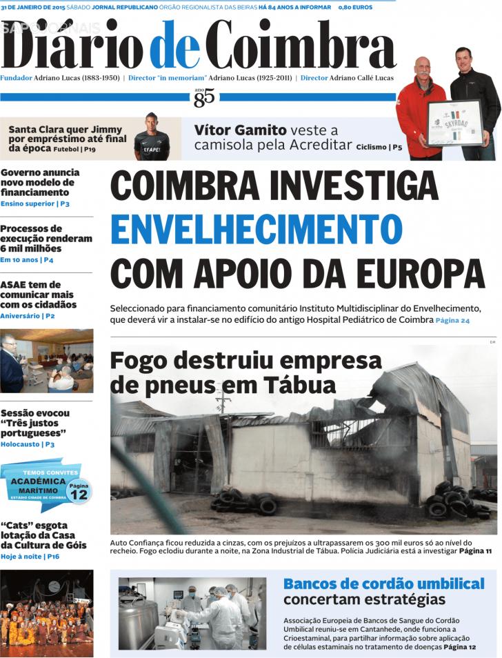 Capa Dirio de Coimbra - 2015-01-31