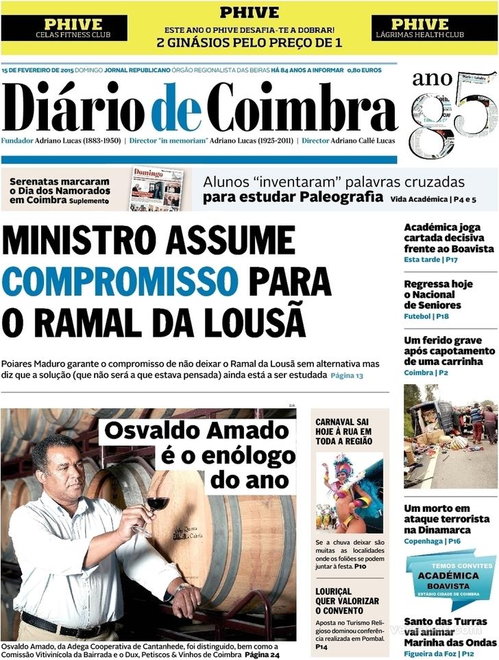 Capa Dirio de Coimbra - 2015-02-15