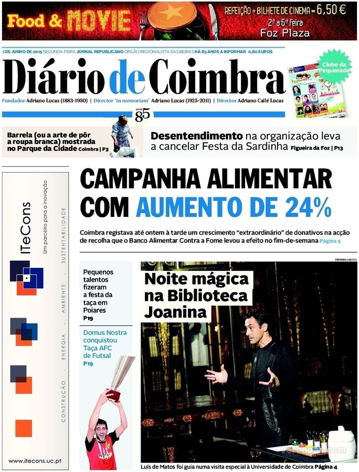 Capa Dirio de Coimbra - 2015-06-01