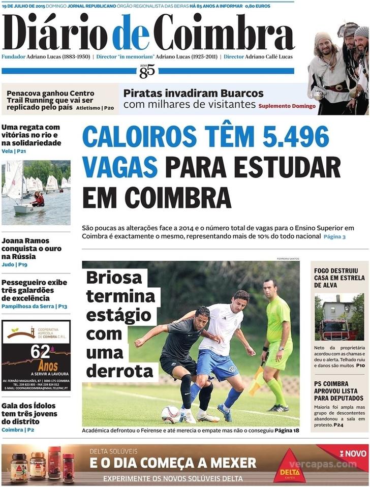 Capa Dirio de Coimbra - 2015-07-19