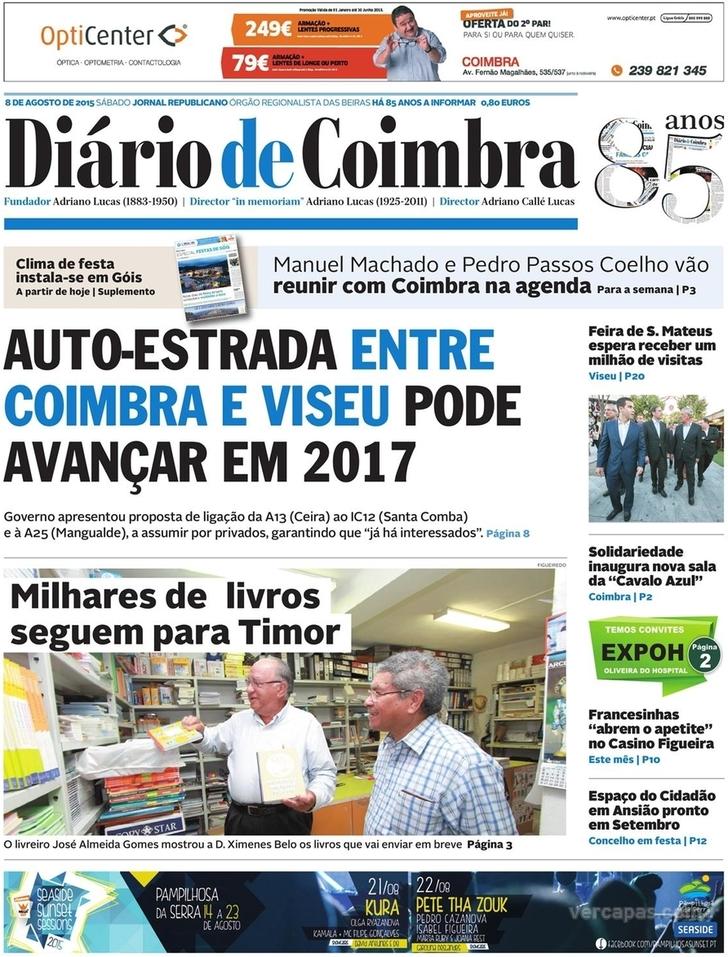 Capa Dirio de Coimbra - 2015-08-08