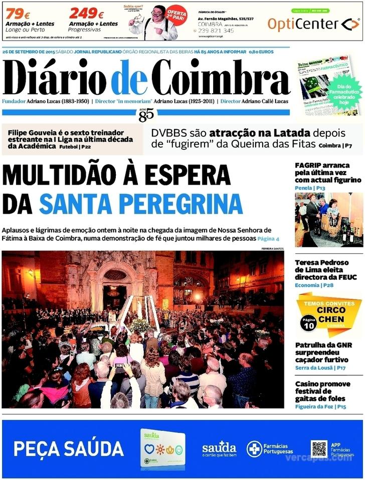 Capa Dirio de Coimbra - 2015-09-26