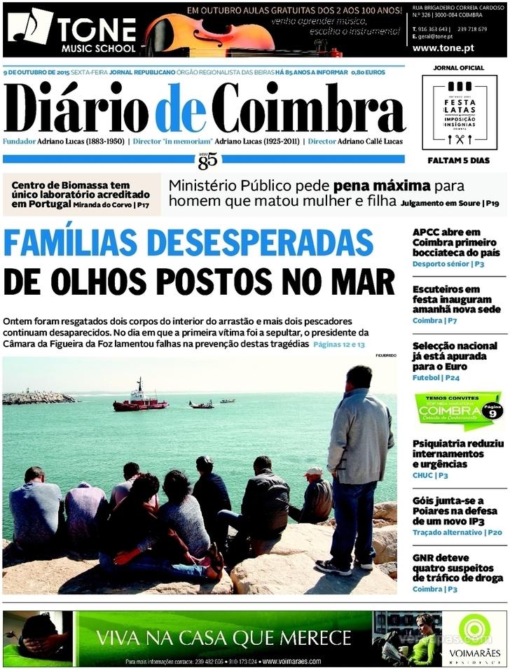 Capa Dirio de Coimbra - 2015-10-09