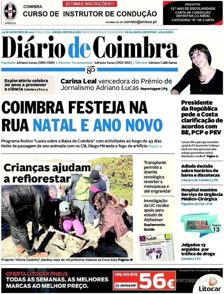 Capa Dirio de Coimbra - 2015-11-24
