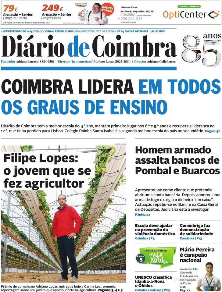 Capa Dirio de Coimbra - 2015-12-12
