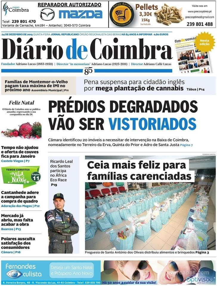 Capa Dirio de Coimbra - 2015-12-24