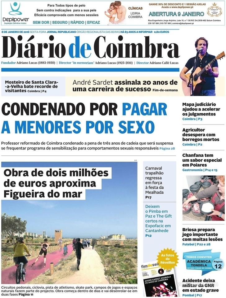 Capa Dirio de Coimbra - 2016-01-08