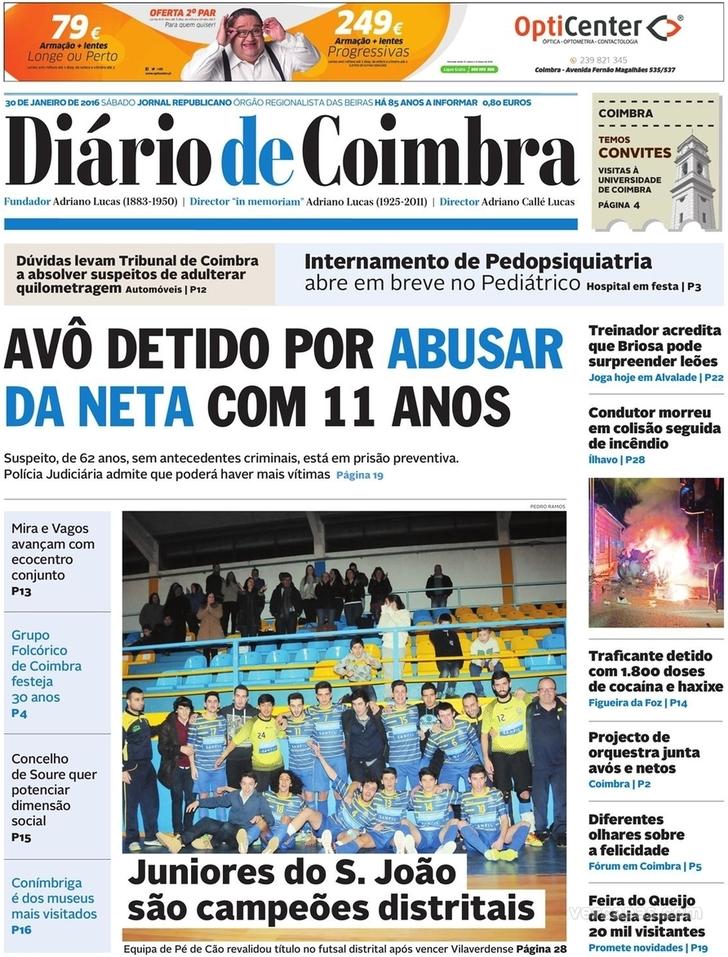 Capa Dirio de Coimbra - 2016-01-30