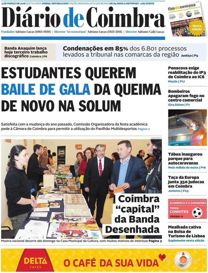 Capa Dirio de Coimbra - 2016-03-04