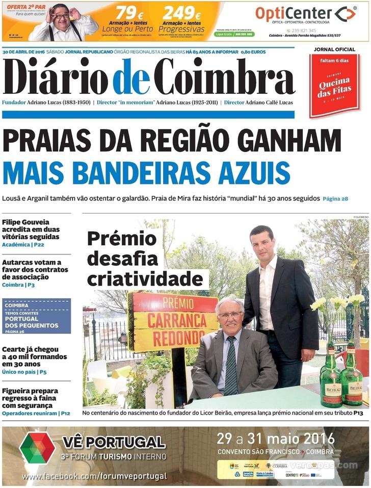 Capa Dirio de Coimbra - 2016-04-30