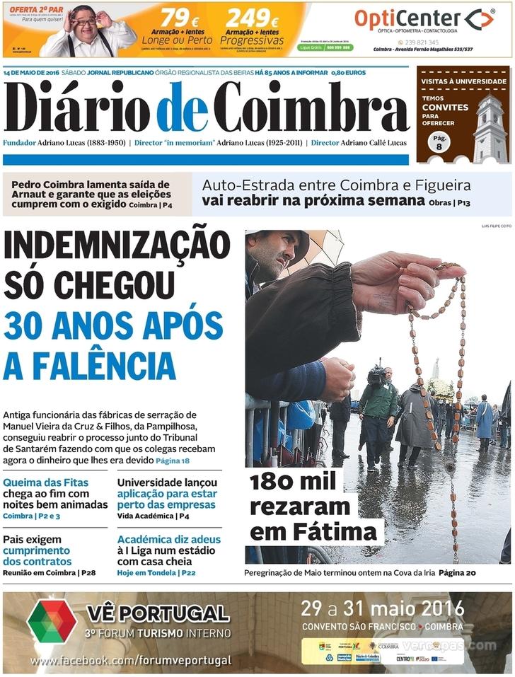 Capa Dirio de Coimbra - 2016-05-14
